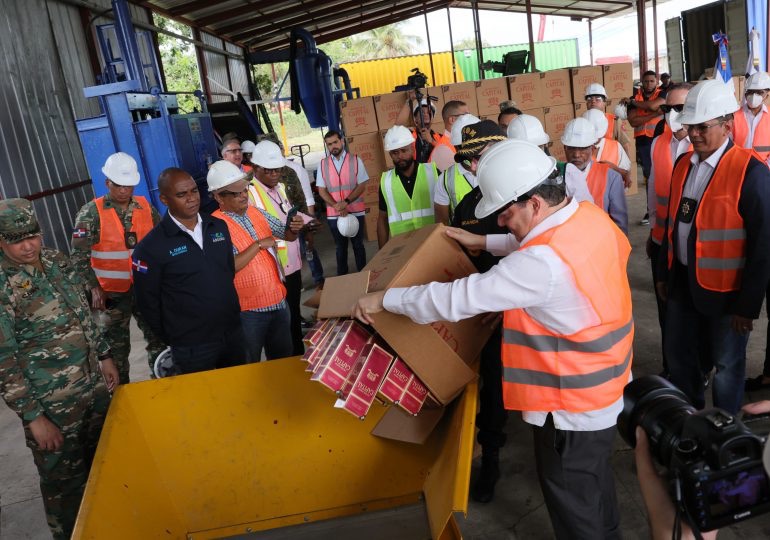 Aduanas destruye 19,186,309 cigarrillos incautados en frontera, puertos y aeropuertos