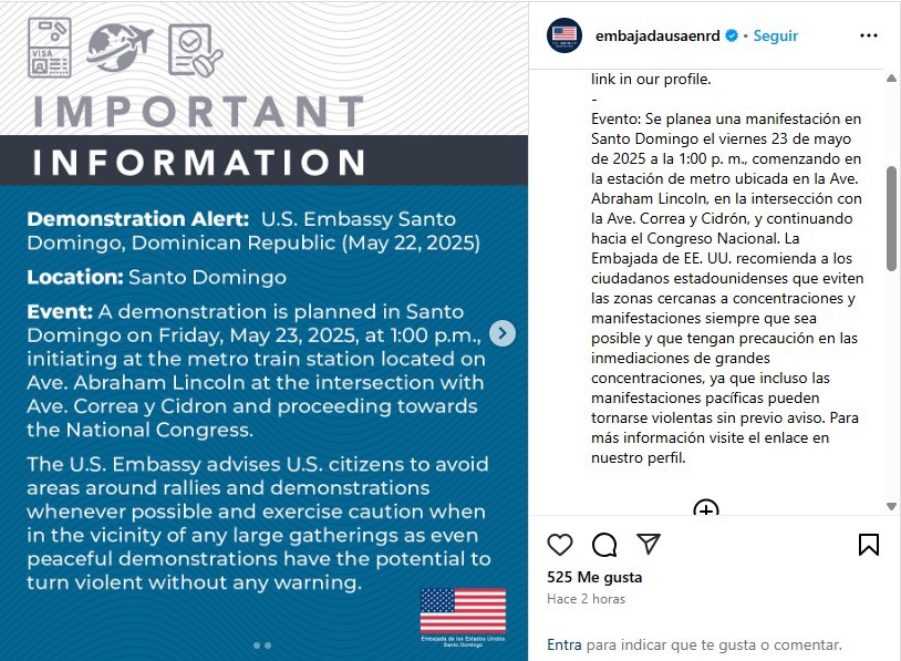 Embajada de EEUU insta a sus ciudadanos evitar zonas de manifestación este viernes en Santo Domingo 2 img 3513 1