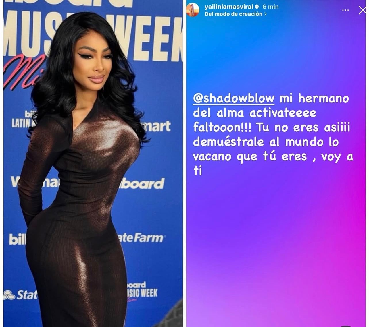 Yailin “La Más Viral” muestra su apoyo a Shadow Blow en redes sociales: “Voy a ti”