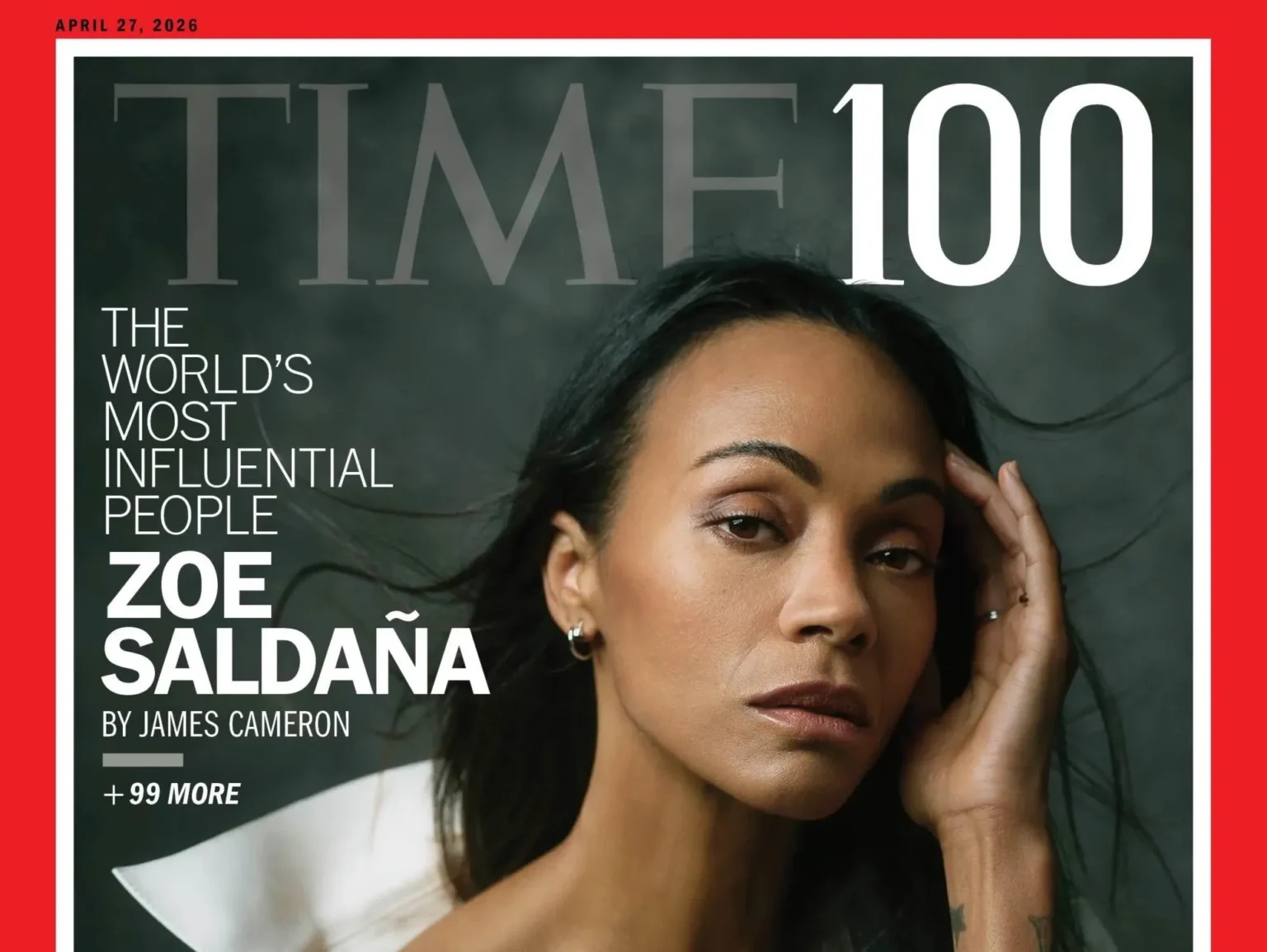 Zoe Saldaña, destacada entre las 100 personas más influyentes de 2026 de la revista Time
