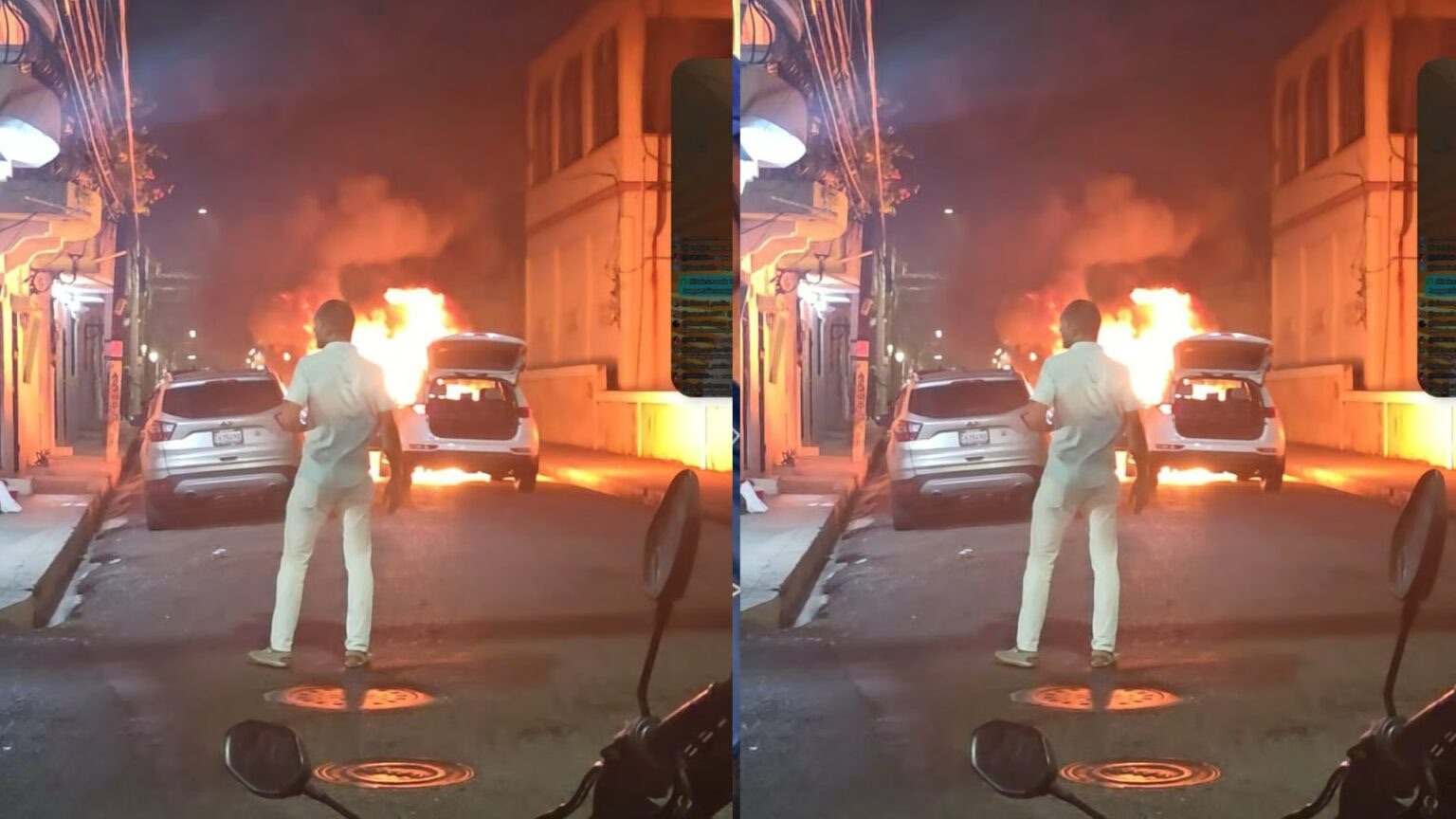 Dos vehículos se incendian en plena Zona Colonial del Distrito Nacional