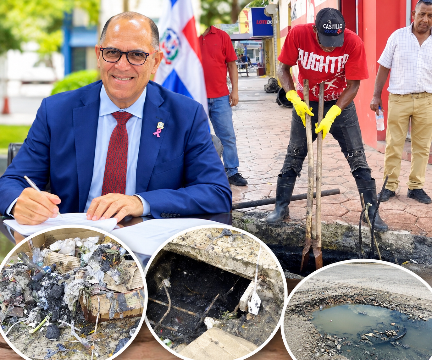 Diputado Héctor Rosa dispone limpieza de drenaje para eliminar aguas estancadas frente al mercado y polideportivo de Hato Mayor